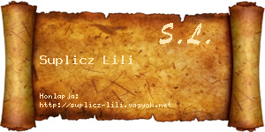 Suplicz Lili névjegykártya